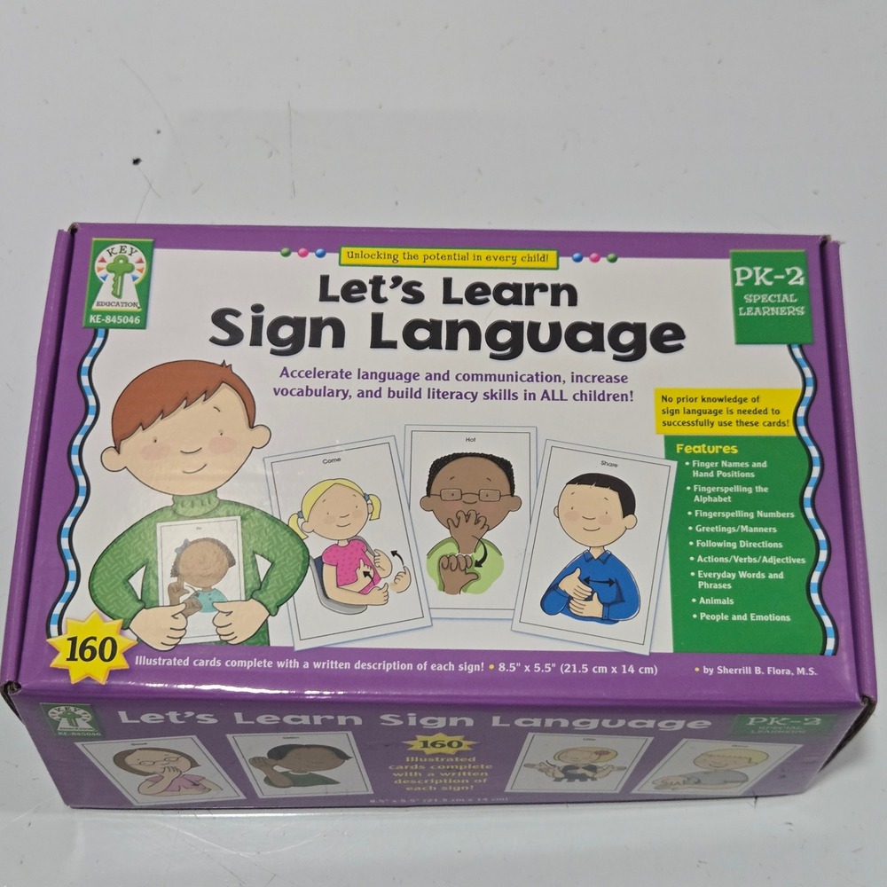 Key Education Let's Learn Sign Language 160 Flash Cards PK-2 KE-845046 ASL PK-2
